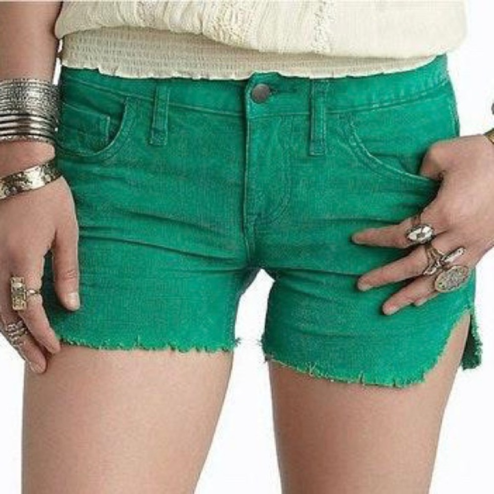 Free People RARE Green Corduroy Cutoff Shorts